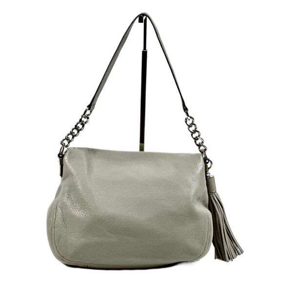 Michael Kors Bedford Pebbled Leather Shoulder/Crossbody Bag Gray with Tassel - Picture 2 of 16